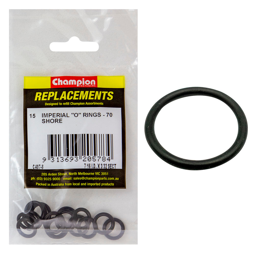 Champion 7/16In (I.D.) X 3/32In Imperial O-Ring -15Pk