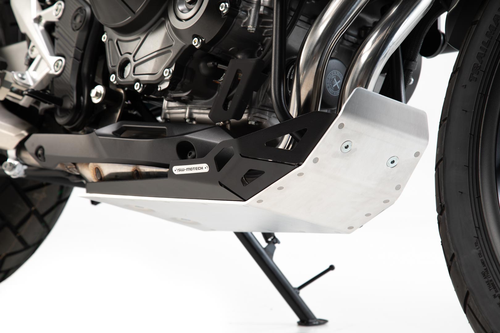 Bash Plate Sw Motech Silver 4Mm Aluminum Underbody Black 2.5Mm Thick Side Walls Honda Cb500X 19-On
