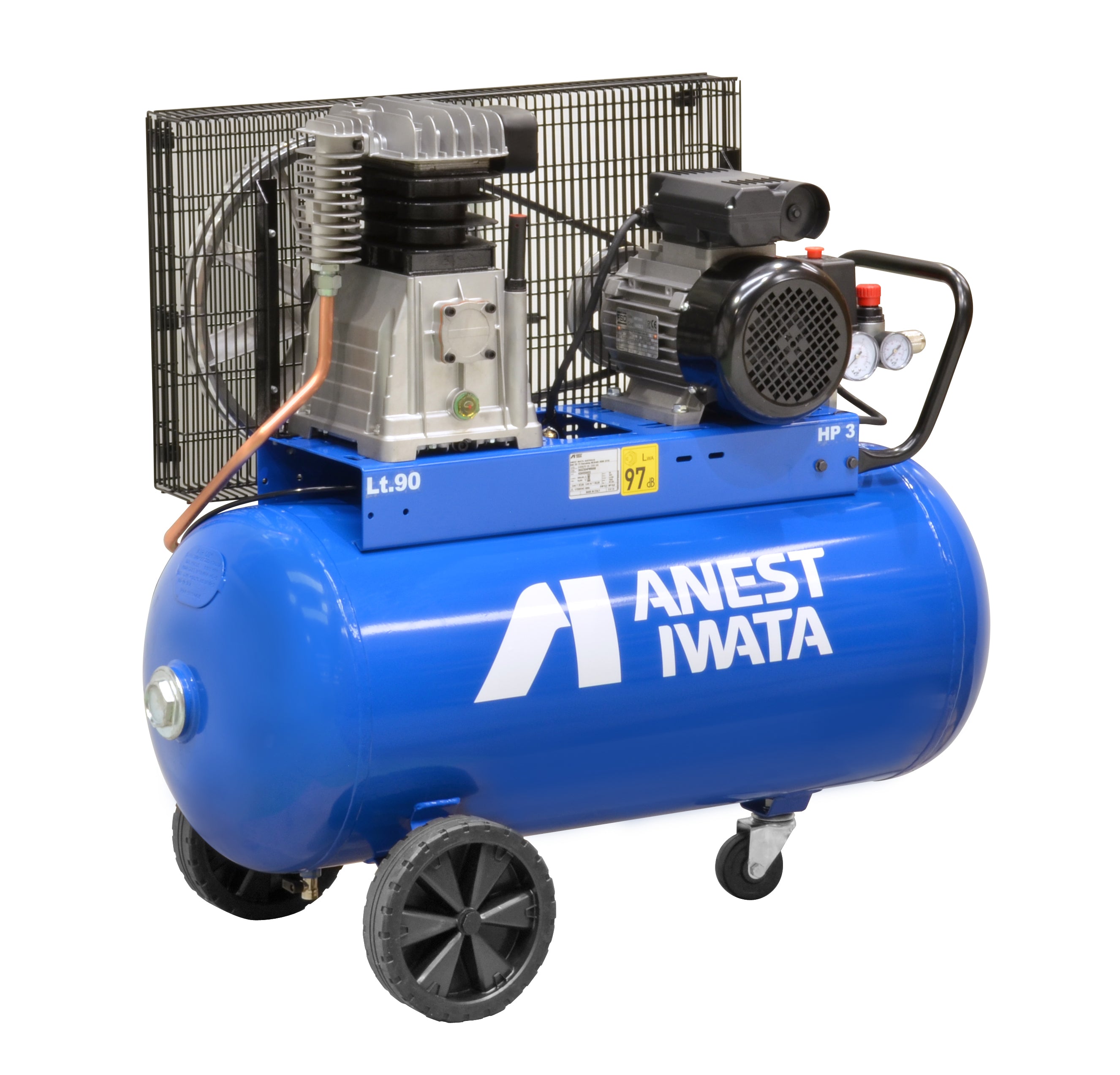 Iwata Compressor 3Hp Belt Drive 13.7Cfm / 390Lpm 90L