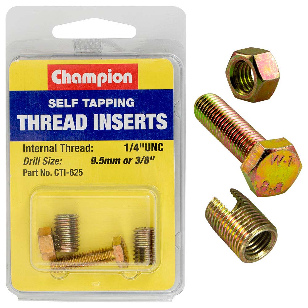 Champion S/Tapp. Thread Insert - 1/4In Unc -2Pk