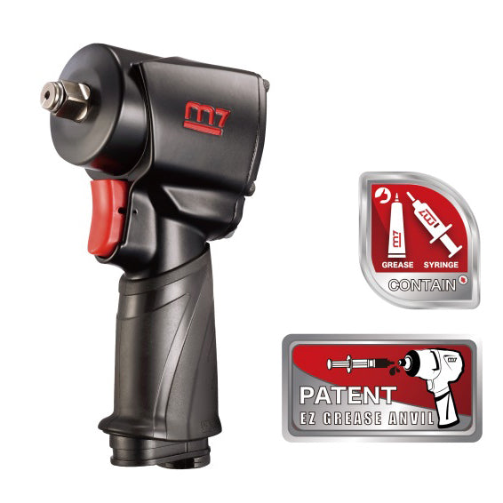 M7 Air Impact Wrench 1/2" Drive Twin Hammer Ez Grease 650Ft
