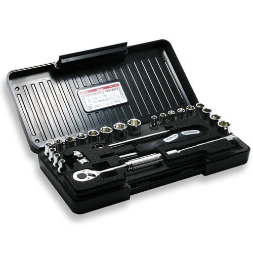 Koken P2201Am Socket Set 6Pt 25Pc 1/4" Dr 3/16-1/2" & 4-13Mm In Abs Case