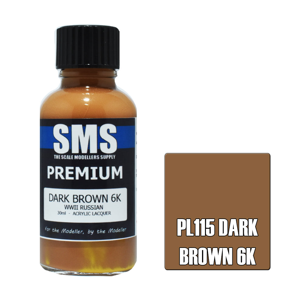 Air Brush Paint 30Ml Premium Dark Brown 6K Acrylic Lacquer Scale Modellers Supply
