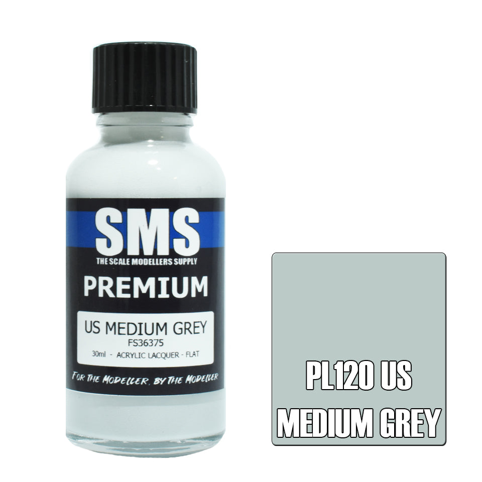 Air Brush Paint 30Ml Premium Us Medium Grey Acrylic Lacquer Scale Modellers Supply