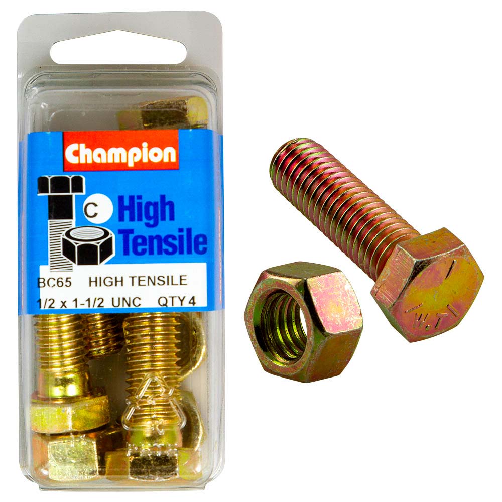 Champion 1-1/2In X 1/2In Bolt And Nut (C) - Gr5