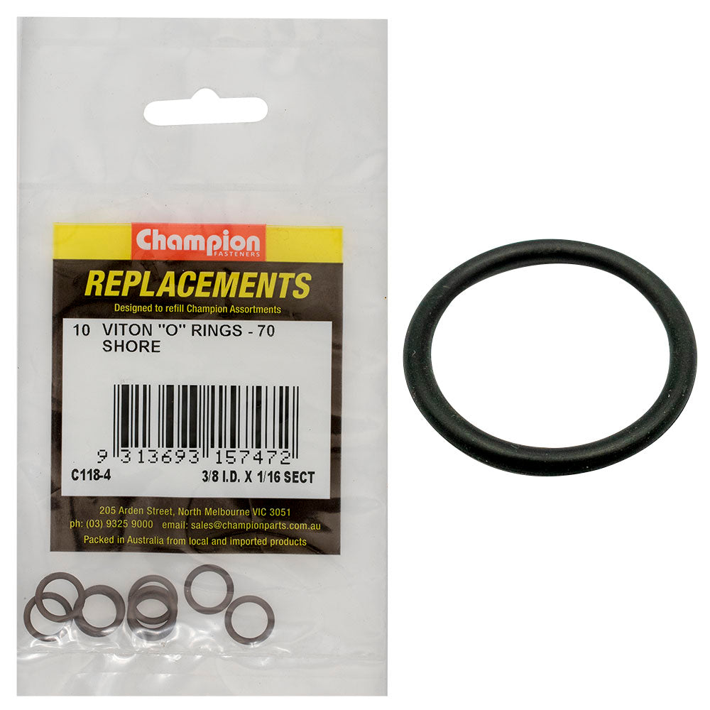 Champion 3/8In (I.D.) X 1/16In Imperial Viton O-Ring -10Pk