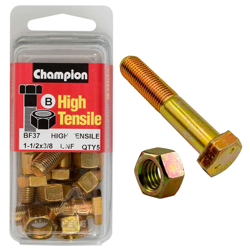 Champion 1-1/2In X 3/8In Bolt And Nut (B) - Gr5