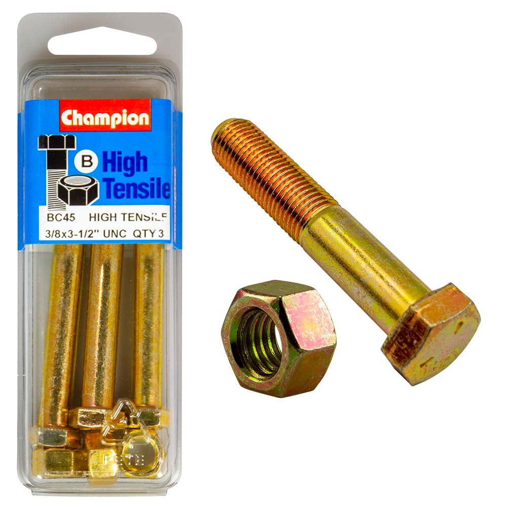 Champion 3-/12 X 3/8In Bolt & Nut (B) - Gr5