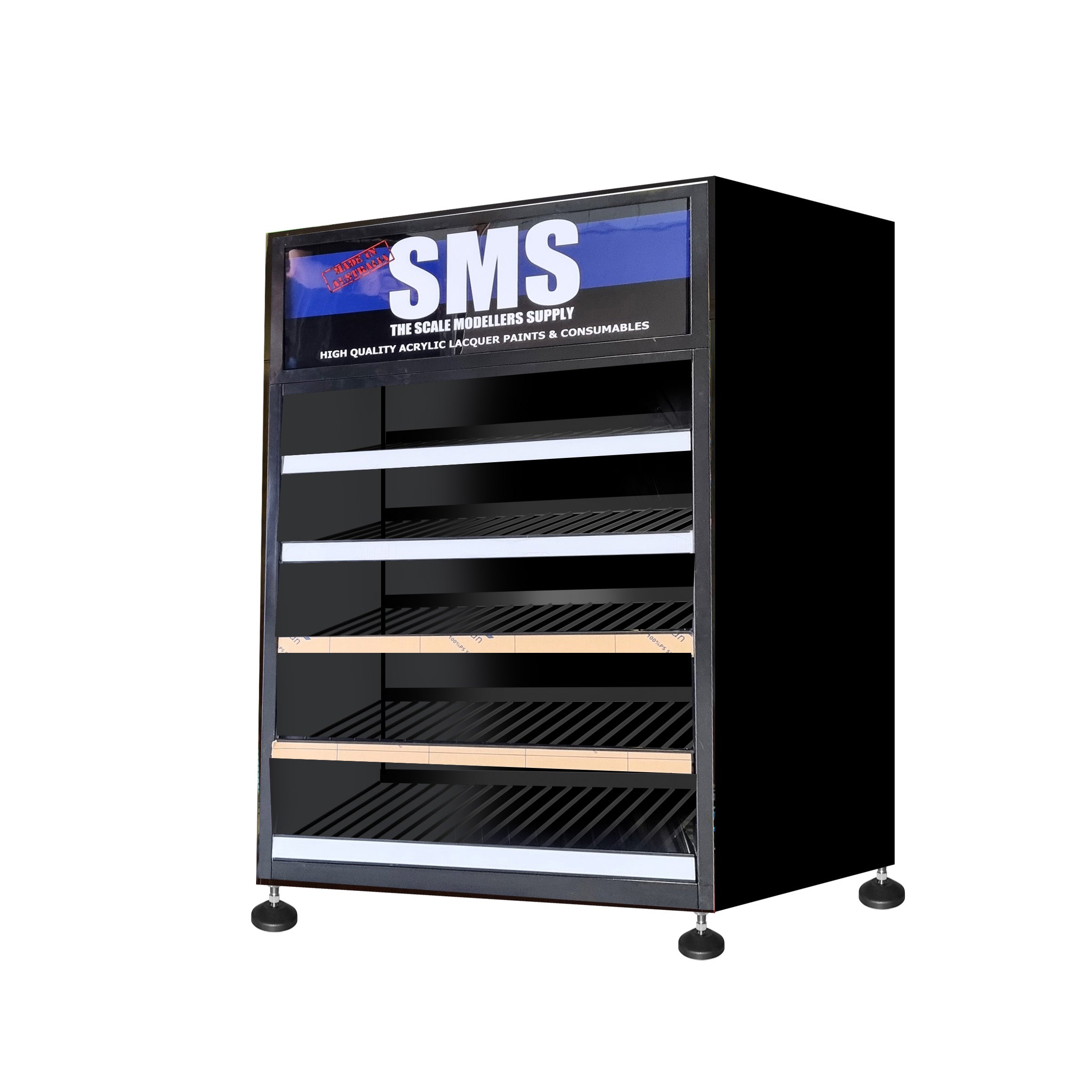 5 Tier Paint Rack W/Signage Small Stand Scale Modellers Supply