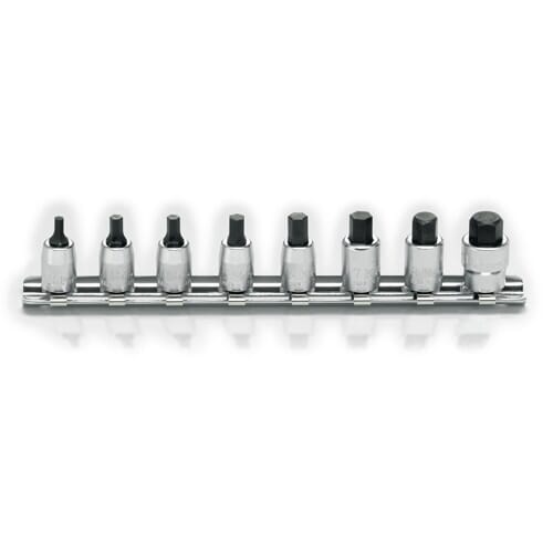 Koken Rs2010A-25 Inhex Socket Set On Rail 8Pc 1/4"Dr 1/8-3/8"