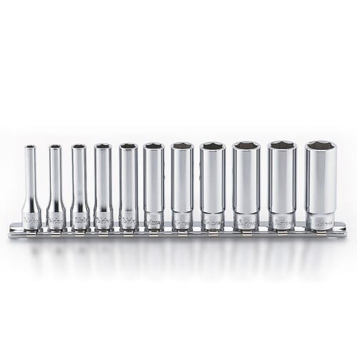 Koken Rs2300M Deep Socket Set On Rail 6Pt 11Pc 1/4"Dr 4-14Mm