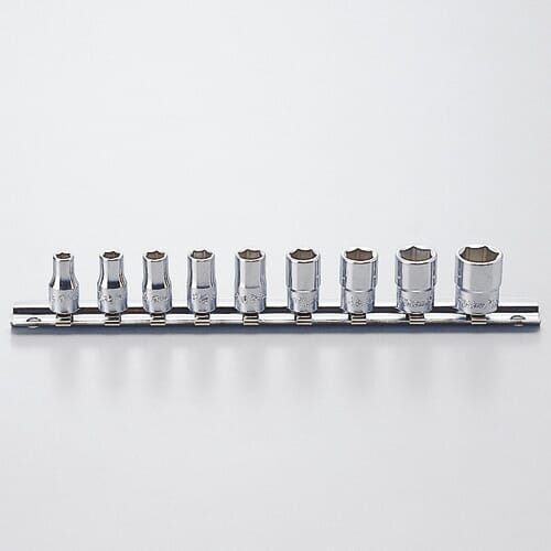 Koken Rs2400A Socket Set On Rail 6Pt 9Pc 1/4" Dr 3/16-1/2"