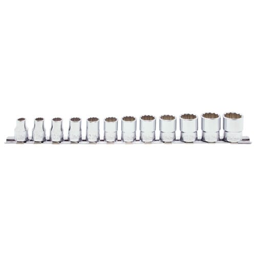 Koken Rs3405M Socket Set On Rail 12Pt 12Pc 3/8 "Dr 8-19Mm