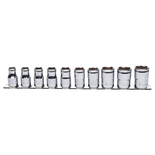 Koken 3/8" Dr Nut Grip Socket Set On Rail - 10Pc 10-22Mm