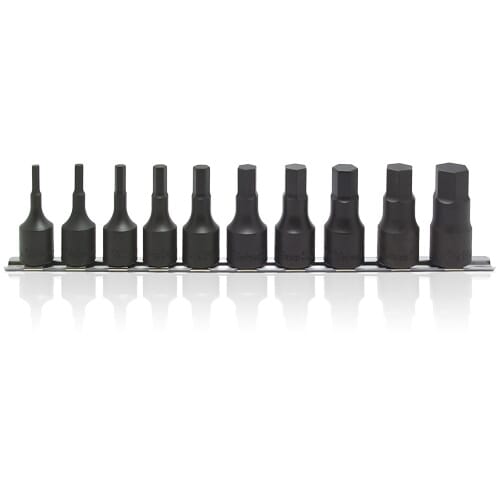 Koken Rs4012A Hex Socket Set On Rail 10Pc 1/2"Dr 3/16 - 3/4"