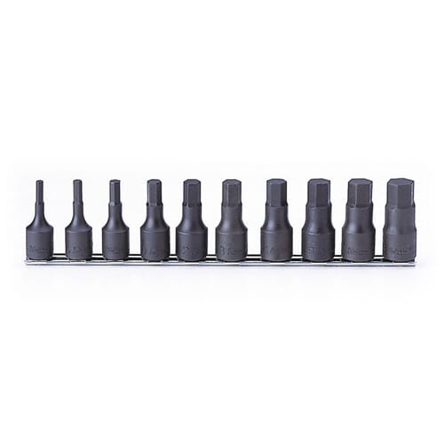 Koken Rs4012M Inhex Socket Set On Rail 10Pc 1/2"Dr 4-19Mm