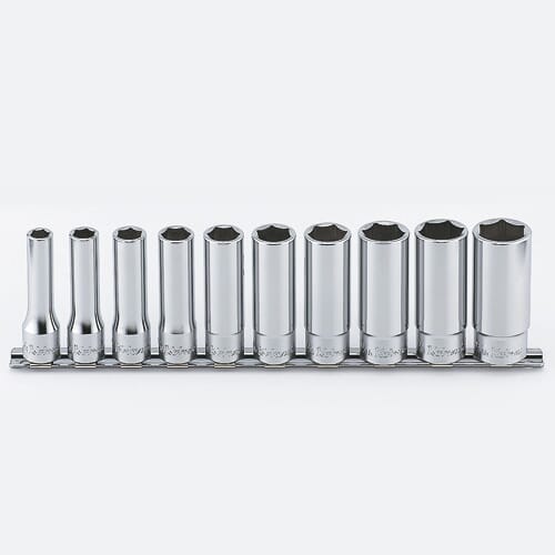 Koken Rs4300A Deep Socket Set On Rail 6Pt 10Pc 1/2"Dr 3/8-15/16"