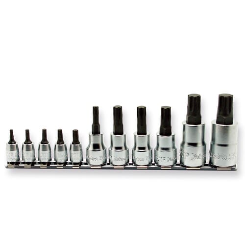 Koken Rsx025Ip Torx Plus Bit Socket Set On Rail 11Pc 1/4"Dr 10Ip-27Ip, 3/8"Dr 30Ip-50Ip & 1/2"Dr 55Ip-60Ip