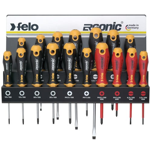 Felo 400 Series Ergonic Screwdriver Set With Rack 18Pc