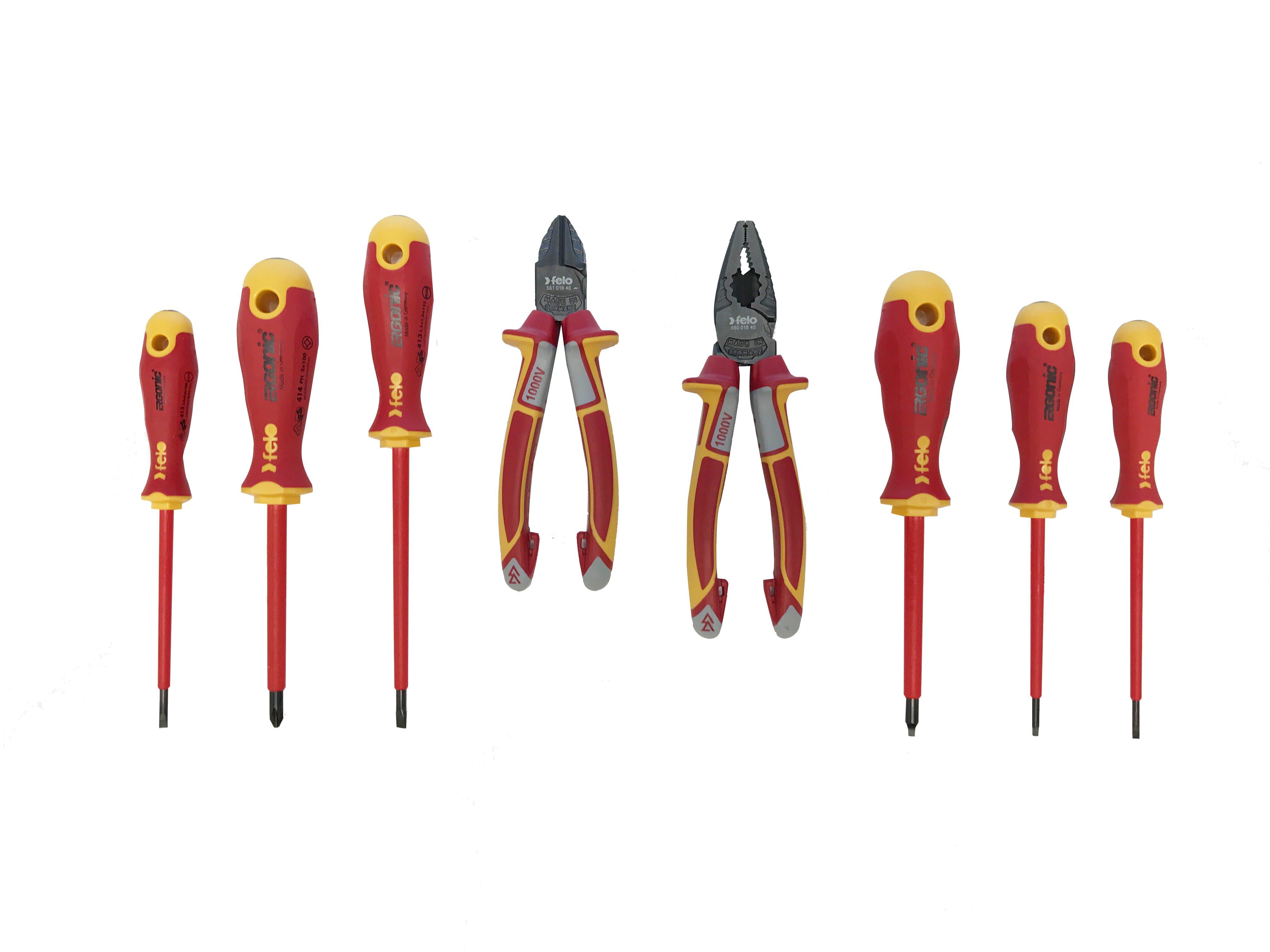 Felo 413 Series Ergonic Screwdrivers & Pliers Set 8Pc 1000V Vde