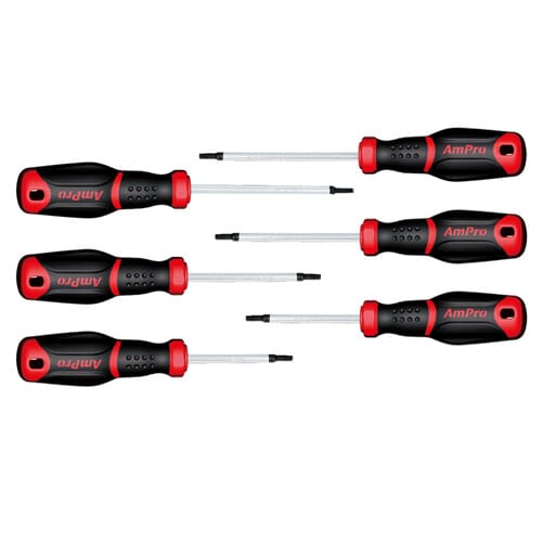 Ampro Power Grip Screwdriver Set Star T10-T30 6Pc