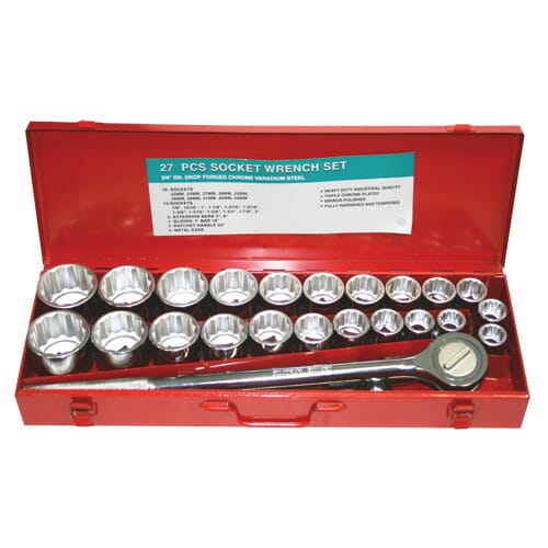 Worldwide 6027 3/4" Dr Socket Set 27Pc 7/8"-2",  22-50Mm
