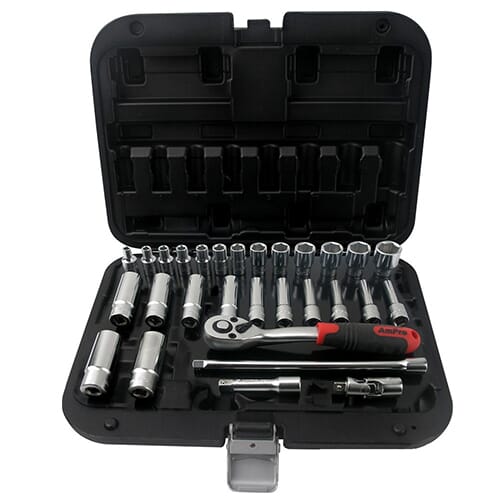 Ampro Socket Set 1/4" Dr Std And Deep 4 -14Mm 6Pt 29Pc (In Blowcase)