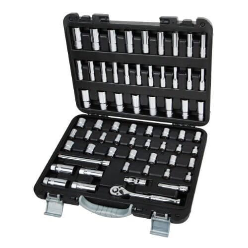 Ampro Socket Set 3/8" Dr 6-22Mm & 1/4"-7/8" Metric/Sae 64Pc (In Blowcase)