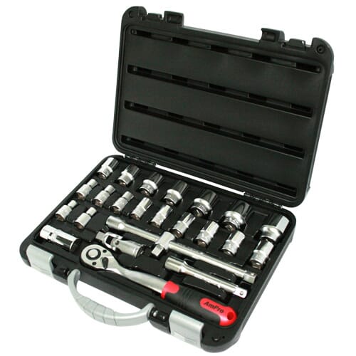 Ampro Socket Set 1/2" Dr 10-32Mm 6Pt 24Pc (In Blowcase)