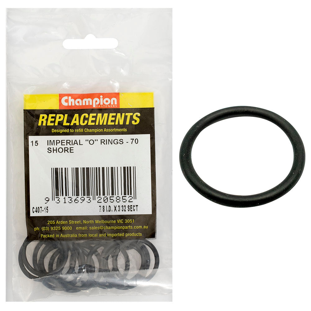 Champion 7/8In (I.D.) X 3/32In Imperial O-Ring -15Pk