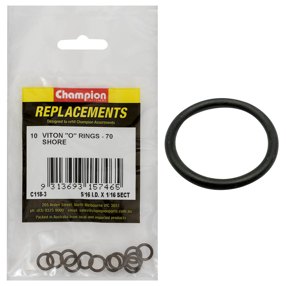 Champion 5/16In (I.D.) X 1/16In Imperial Viton O-Ring -10Pk