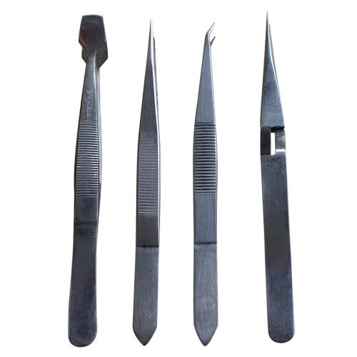 Worldwide 050-15 Tweezer Set 4Pc In Wallet Stainless Steel