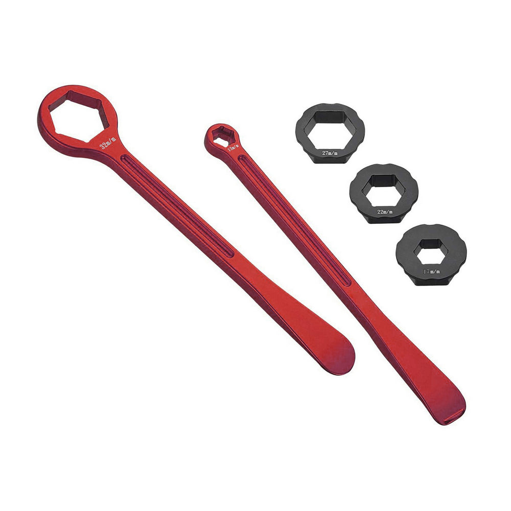 Combo Axle Tire Wrench Lever Set Euro Kit 32Mm 27Mm 22Mm 17Mm Axles 10Mm,13Mm Axle Adjust & Rim Lock