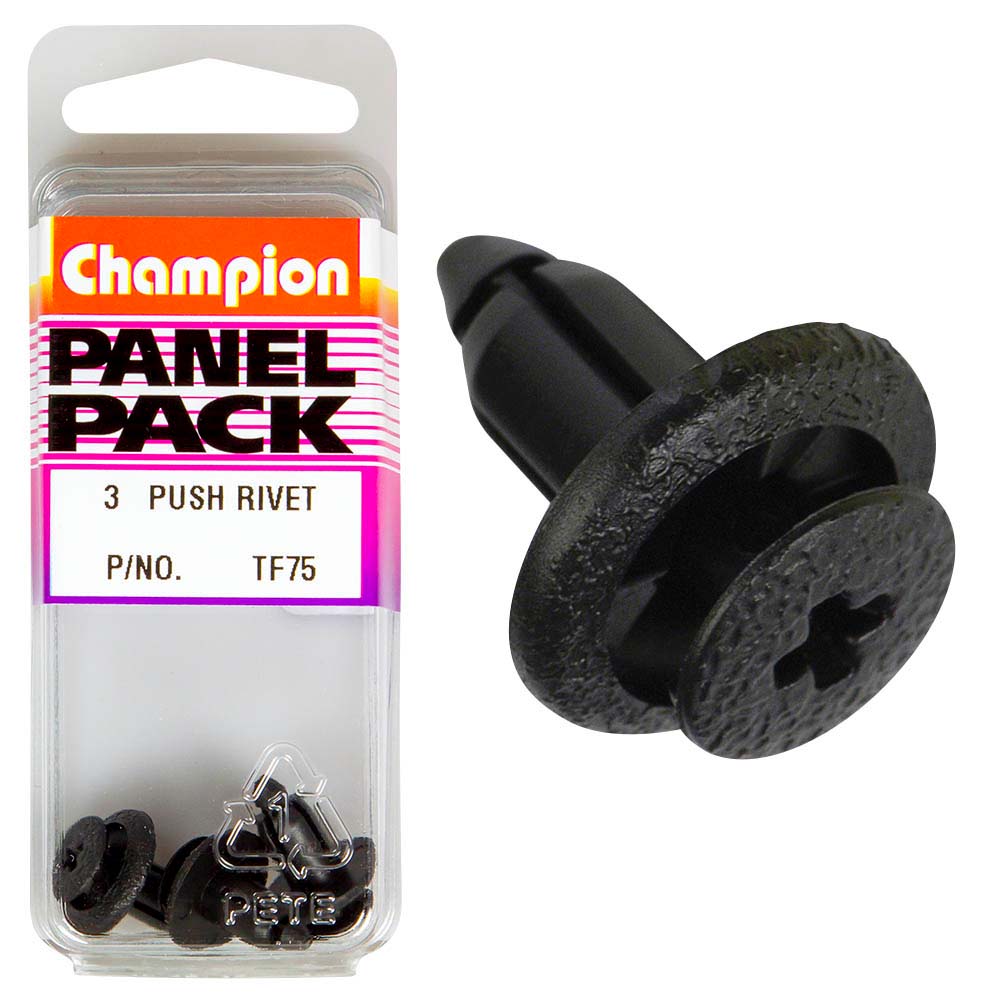 Champion Push Rivet Black 14Mm Hd X 14Mm -3Pk