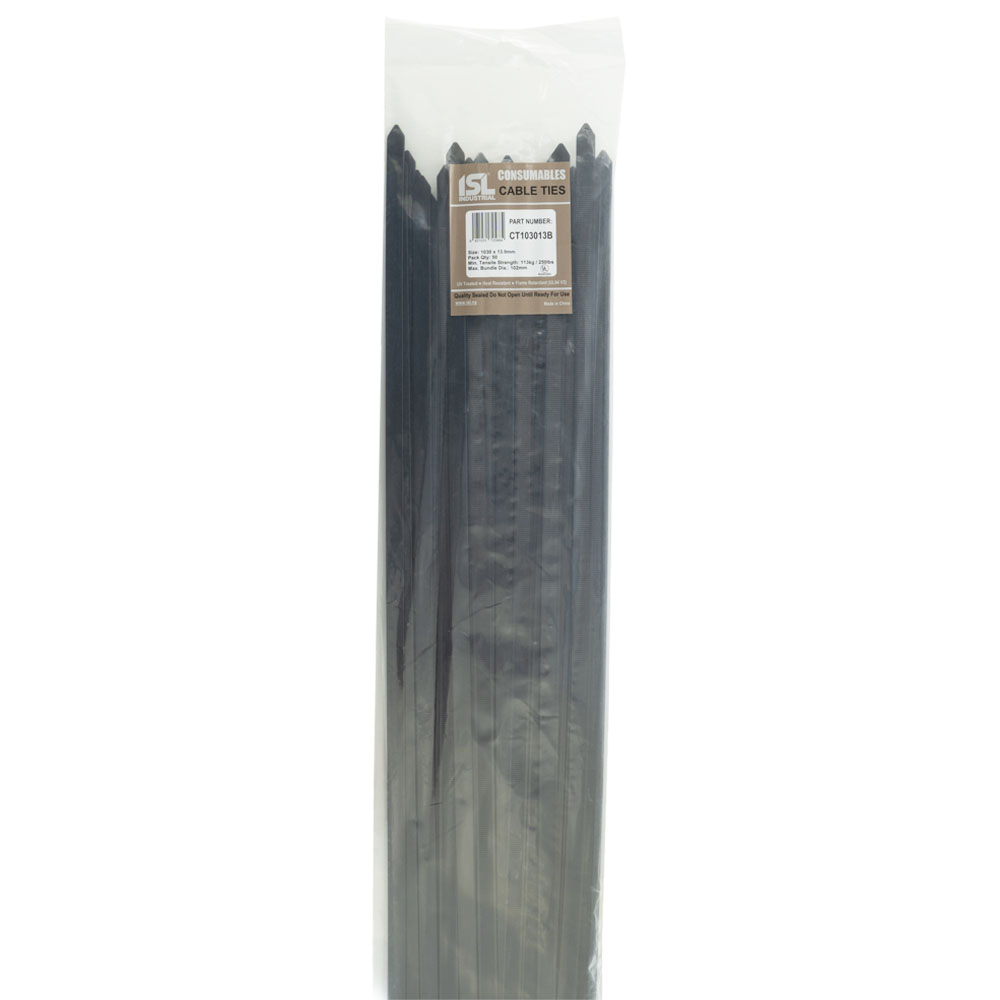 ISL 1030 x 13.0mm UV Nylon Cable Tie - Blk. - 50pk
