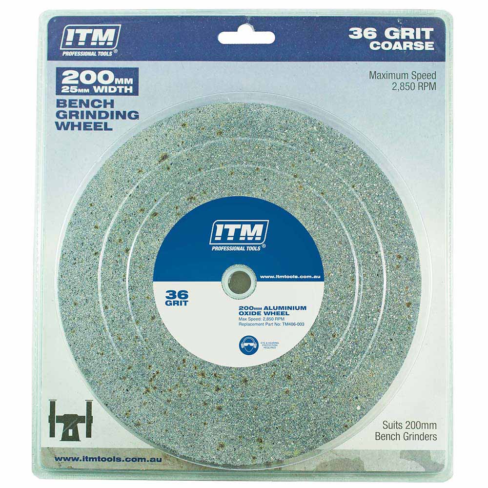 Itm Grinding Wheel Aluminium Oxide 200 X 25Mm 36 Grit Coarse