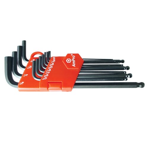 Ampro Ballpoint Hex Key Set Long 9Pc 1.5-10Mm