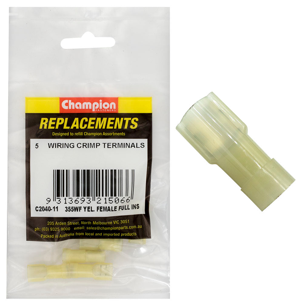 Champion Yellow Female Insulated Push-On Spade Terminal -5Pk