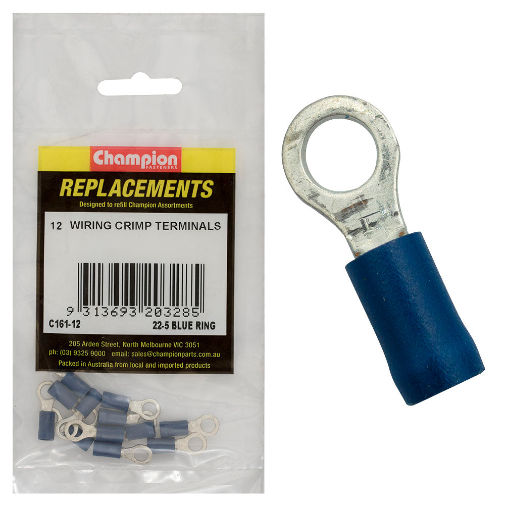 Champion 5/32In / 4Mm Blue Ring Terminal -12Pk
