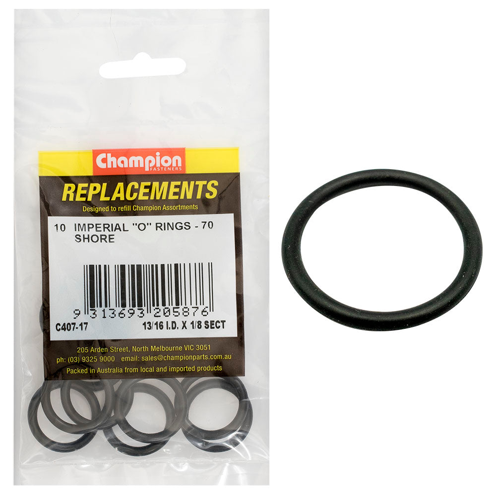 Champion 13/16In (I.D.) X 1/8In Imperial O-Ring -10Pk