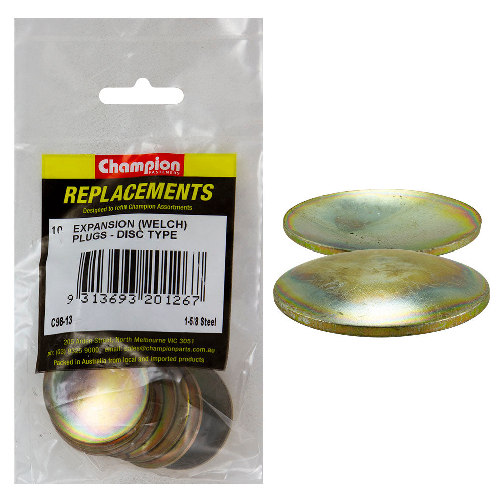 Champion 1-5/8In Expansion (Frost) Plug-Lens/Disc Type -10Pk