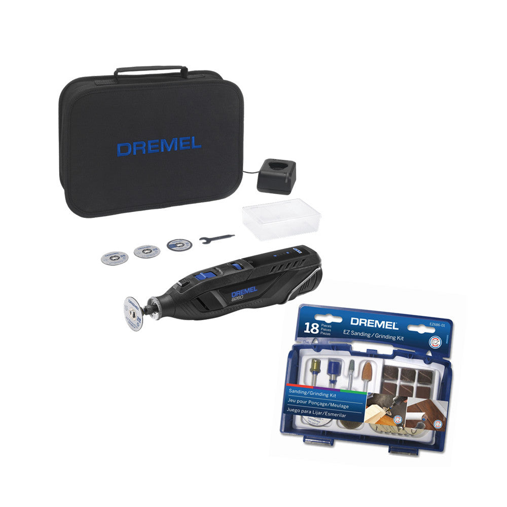 Dremel®8260 Cordless Brushless Rotary Tool+ Sanding/Grinding Accessory Kit