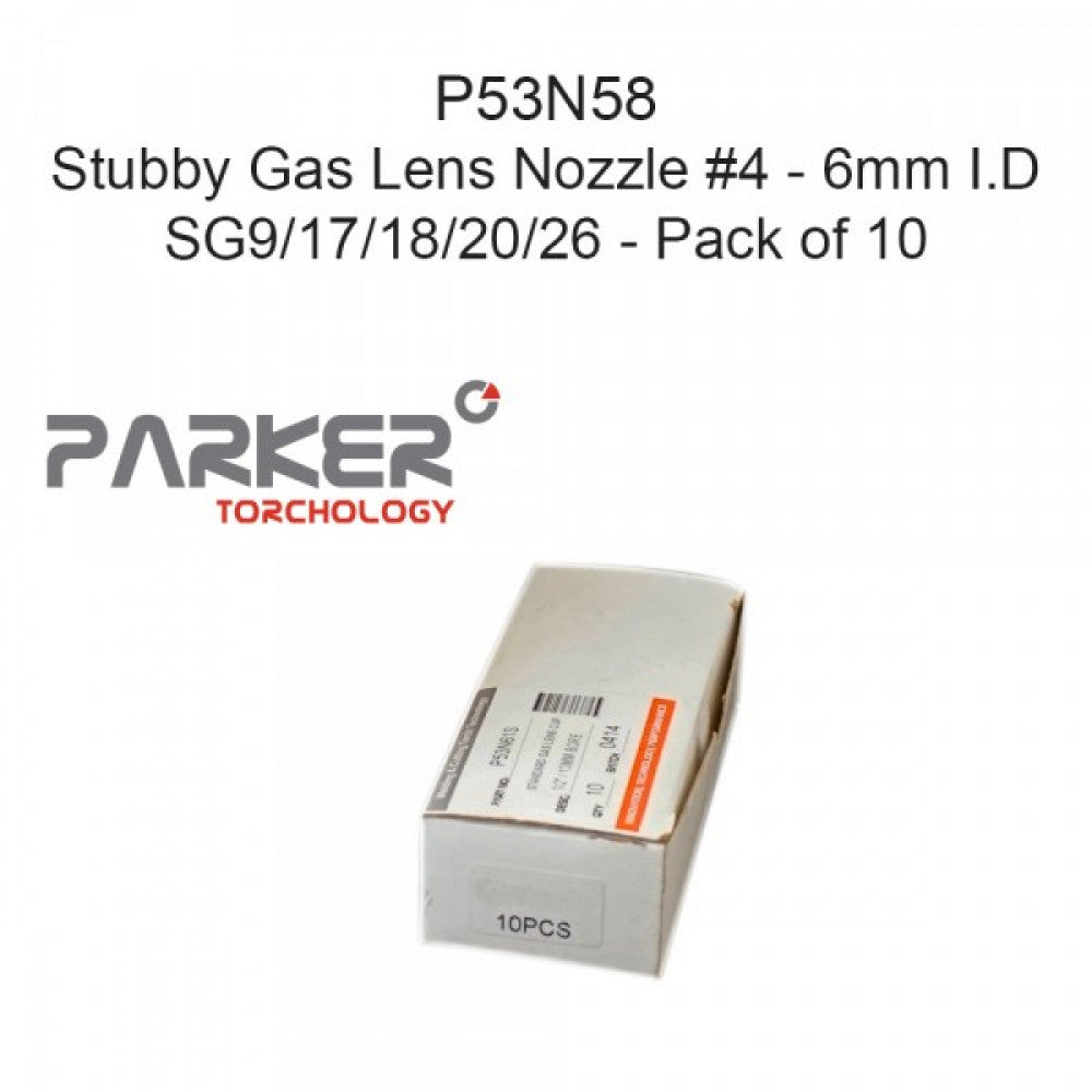 Stubby Gas Lens Nozzle 6Mm Bore #4 Pack Of 10