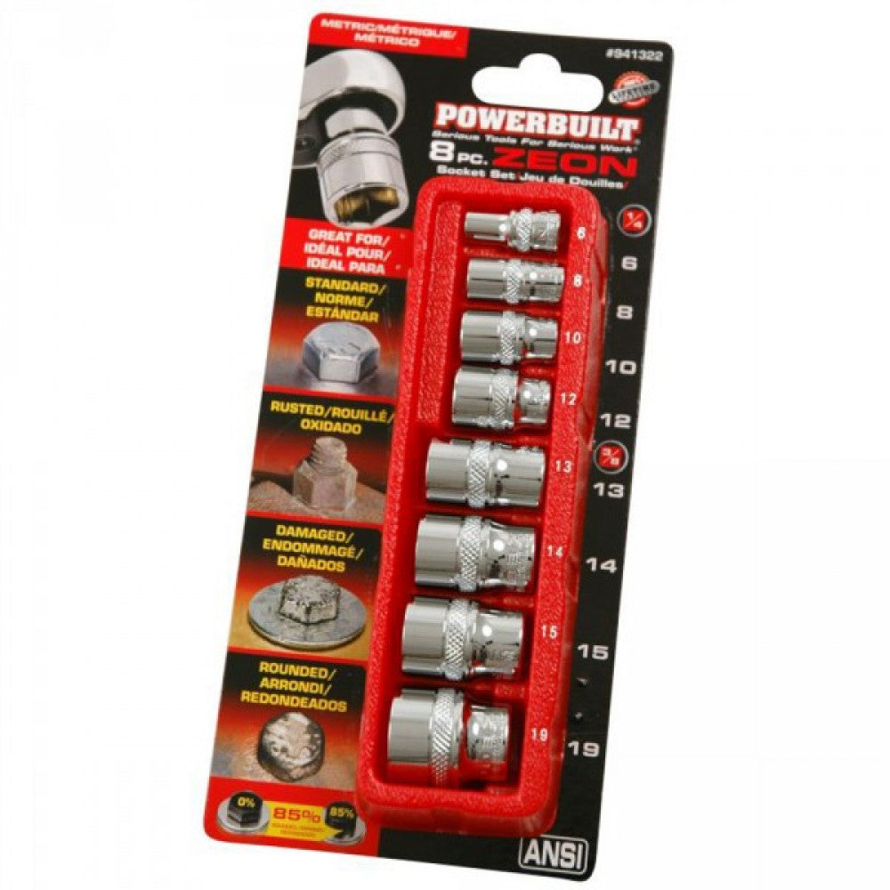 1/4” Dr , 3/8” Dr 8Pc Metric Zeon Socket Set