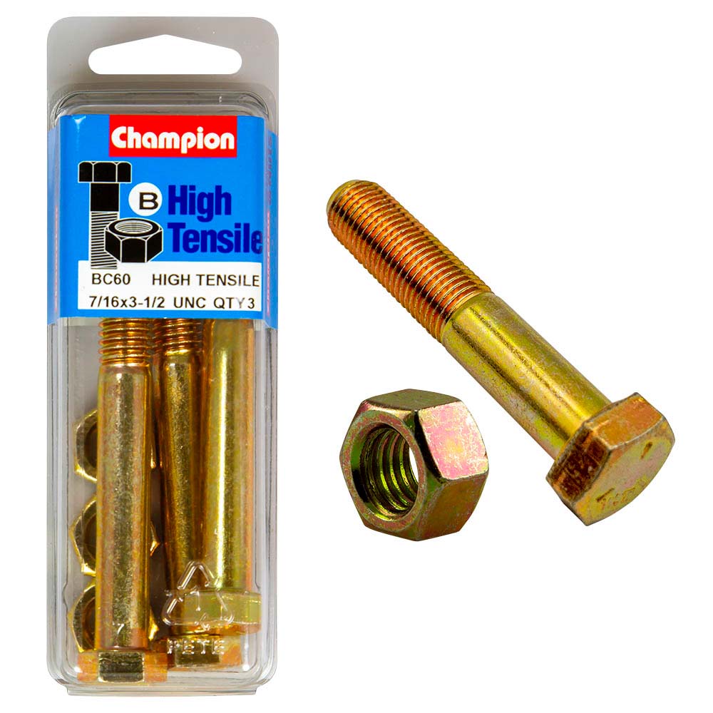 Champion 3-1/2In X 7/16In Bolt & Nut (B) - Gr5