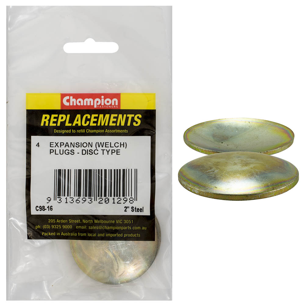 Champion 2In Steel Expansion (Frost) Plug-Lens/Disc Type-4Pk