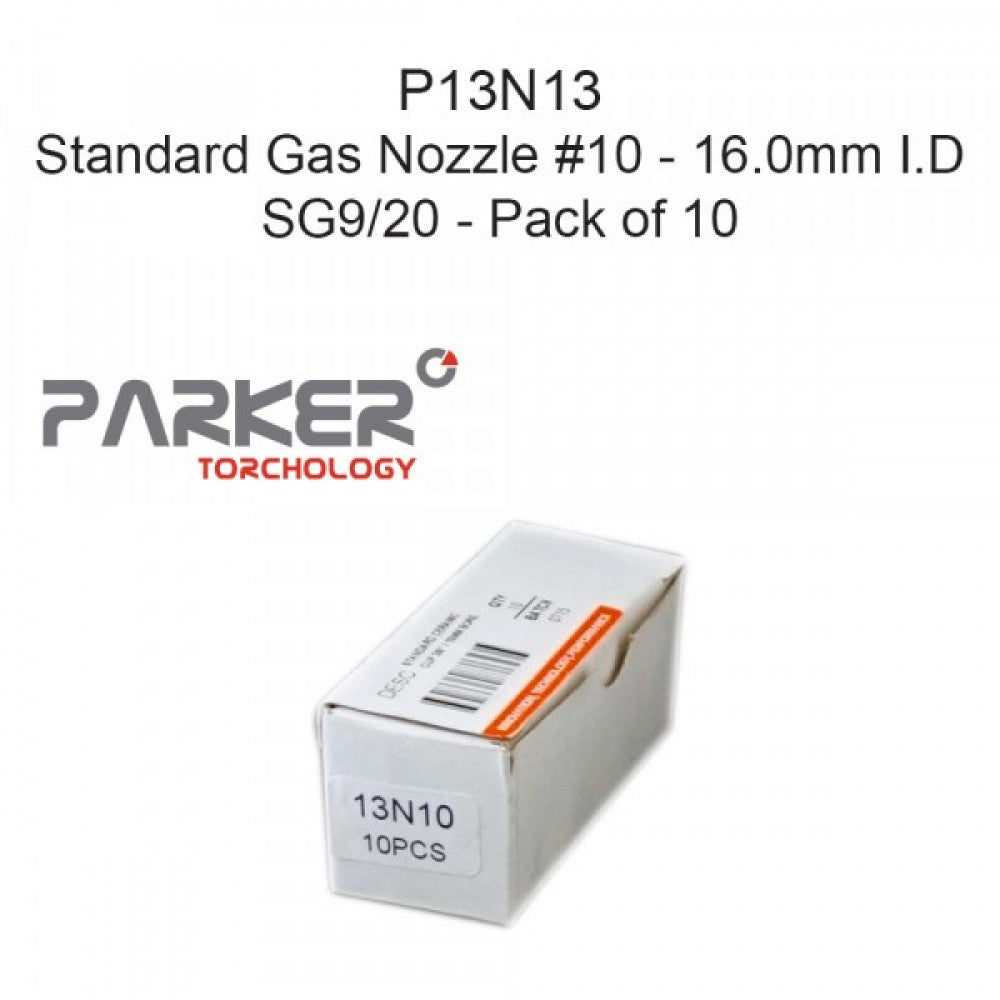 Std Tig Nozzle 16Mm Bore #10 Sg9/20 Pack Of 10