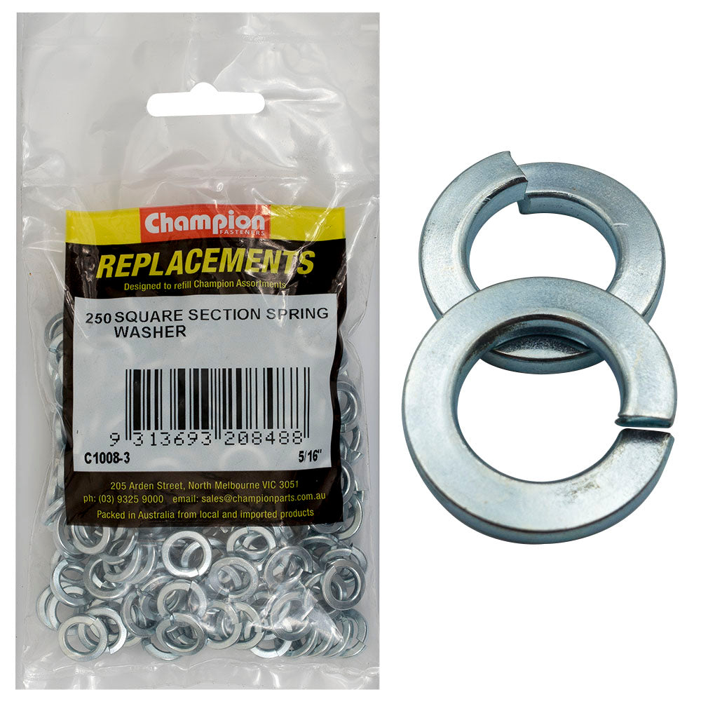 Champion 1/4In X 1/4In Sq Sec Spring Washer - 100Pk