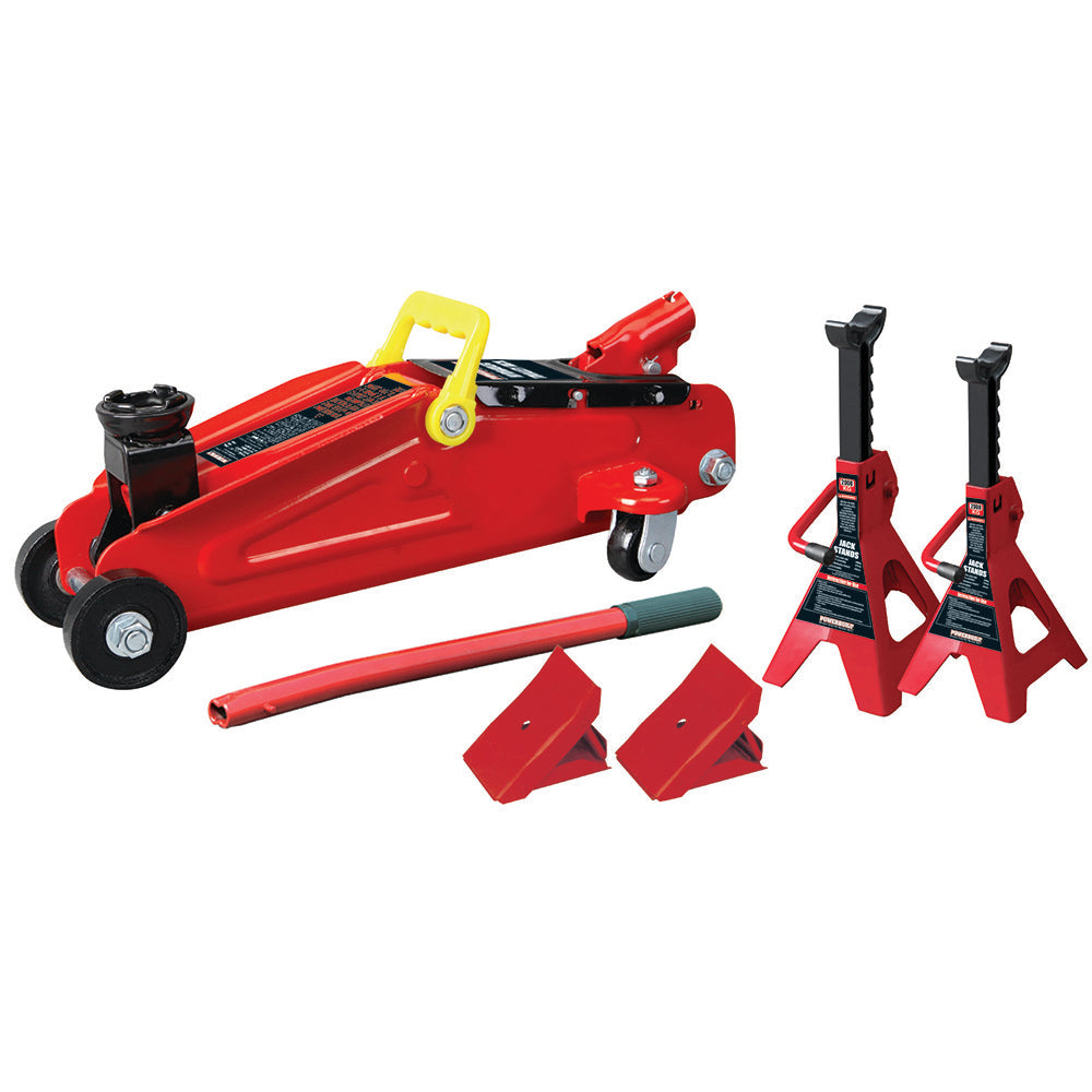 Powerbuilt 2.2 Ton / 2000kg Jacks - Axle Stand & Wheel Chock Combo