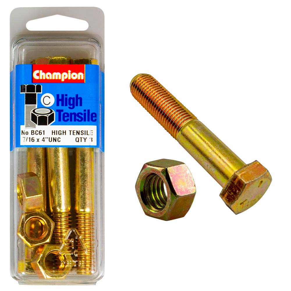 Champion 4 X 7/16In Bolt & Nut (C) - Gr5